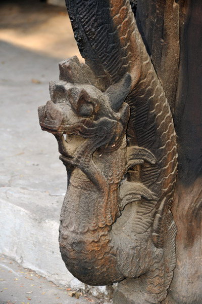Teak carving of a naga serpent, Shwenanday Kyaung