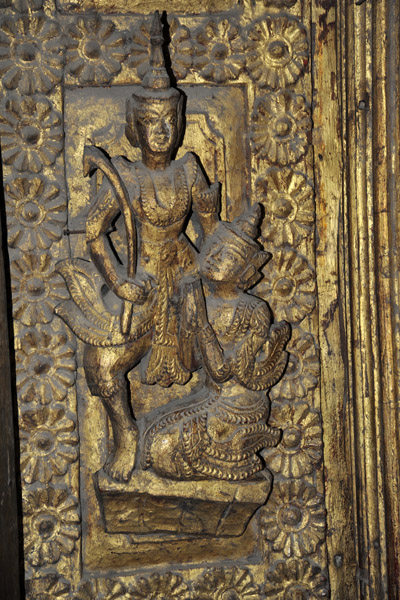 Detail of a door carving, Golden Palace Monastery
