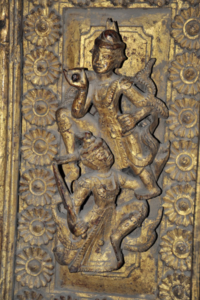 Detail of a door carving, Golden Palace Monastery