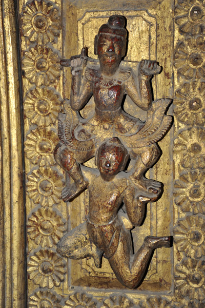 Detail of the door carvings, Golden Palace Monastery