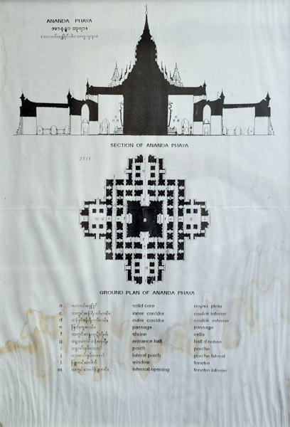 Floor plan and cross-section of Ananda Phaya