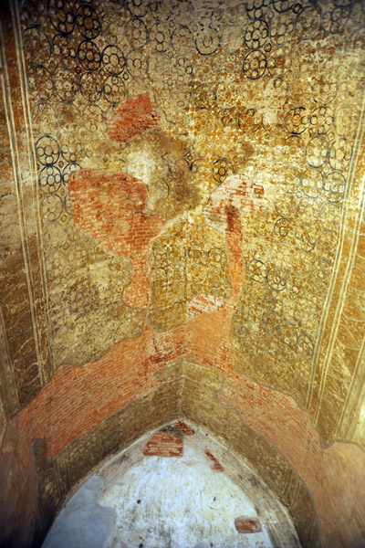 Vaulted ceiling with traces of original paint on stucco