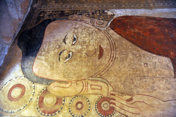 Reclining Buddha fresco, Sulamani Guphaya