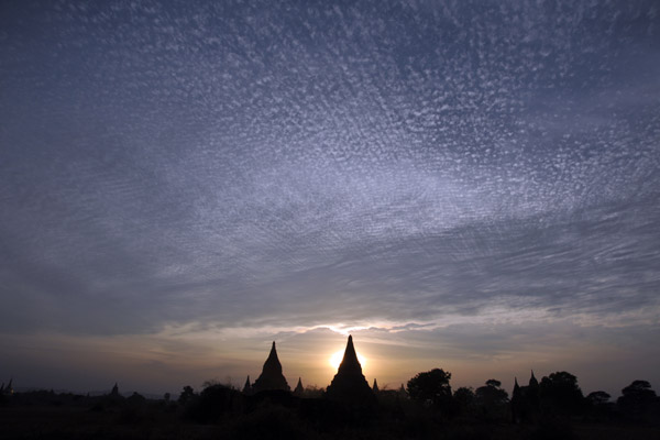 High clouds over Bagan at sunset