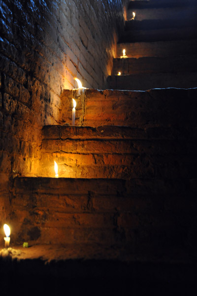 Candle-lit stairs leading up to the terrace