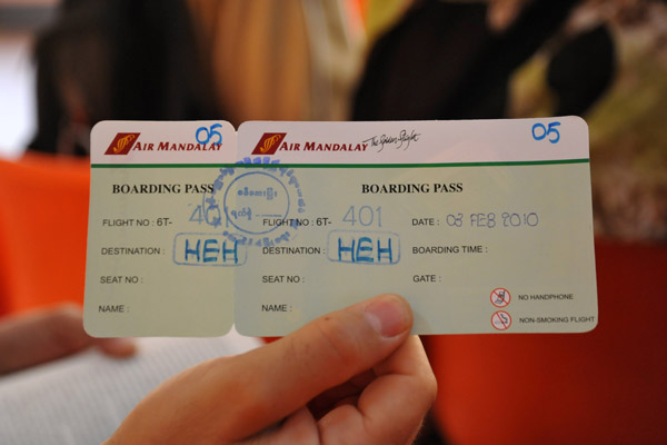 Air Bagan boarding pass - MDL-HEH