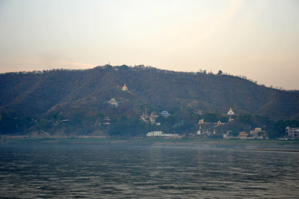 Pagoda-covered Sagaing Hills just before sunrise