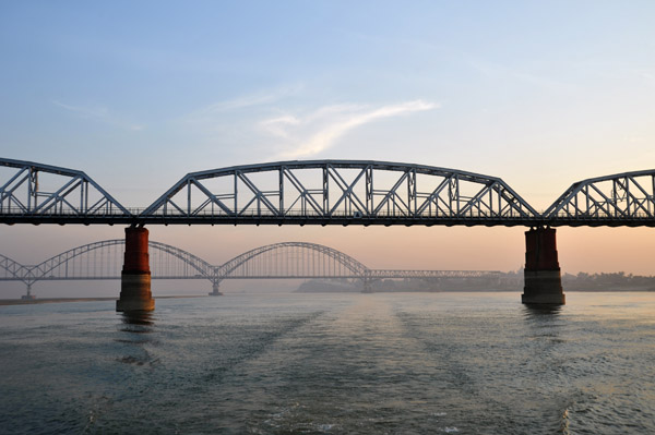 The old and new bridges across the Irrawaddy River linking Inwa and Sagaing