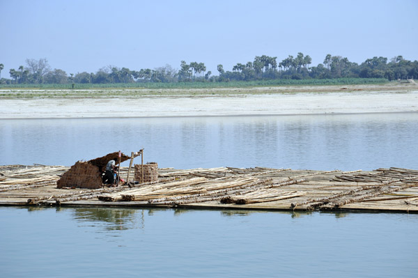 Bamboo raft on the Irrawaddy River