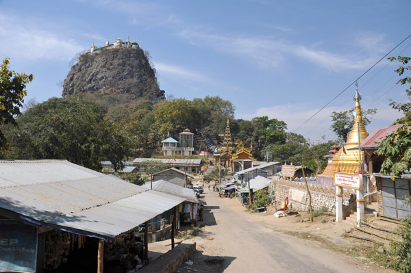 Main Street of Mt. Popa village beneath Popa Taung Kalat Monastery