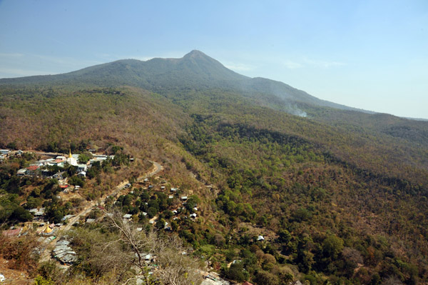 Mt Popa and the village from Popa Taung Kalat Monastery
