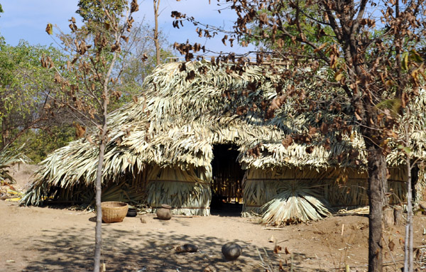Freshly built palm hut along the road between Bagan and Mt Popa
