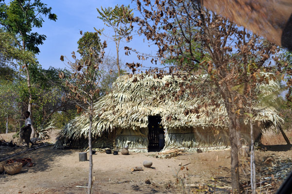 Freshly built palm hut along the road between Bagan and Mt Popa