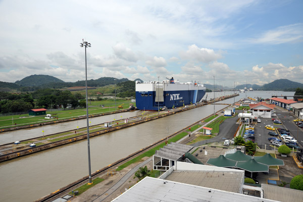 The Miraflores Locks, one of three sets of locks on the Panama Canal
