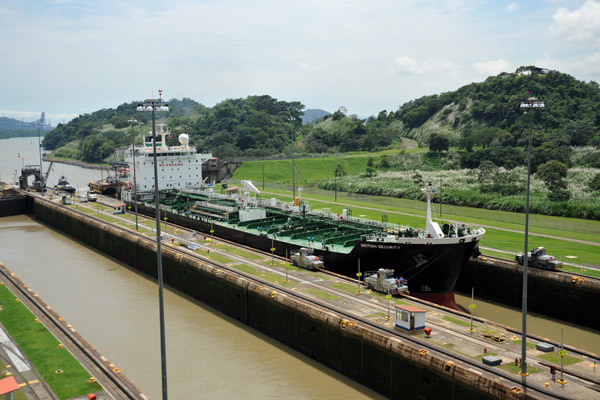 The next ship to arrive at the Miraflores Locks - the crude oil tanker British Security