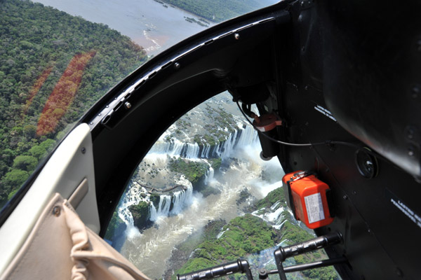 Iguau Falls through the lower window of the Bell JetRanger