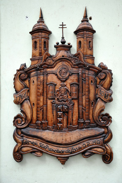 Wood carving of the façade of Igreja São Francisco de Assis, Ouro Preto