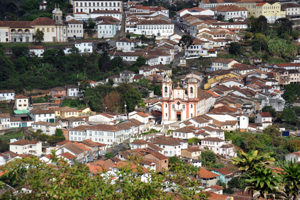 The Conception Church in the saddle between the two hills of Ouro Preto