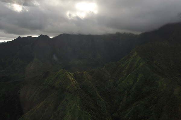 Flying up the Hanelai River Valley to Mount Waialeale
