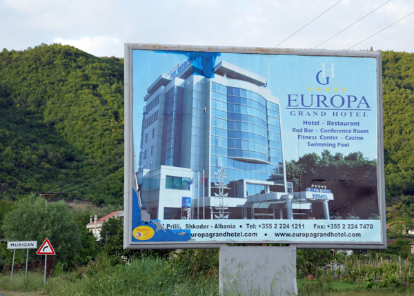 Billboard of the Europa Grand Hotel, where I had a reservation for the night