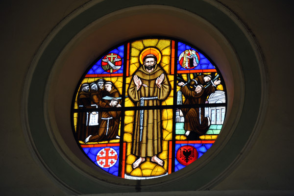 Stained glass window - Franciscan Church, Shkodr