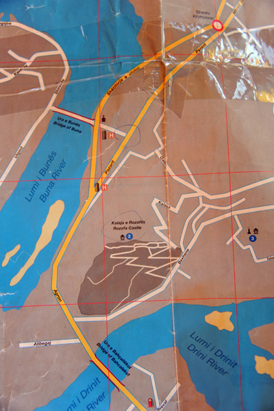 Map with Rozafa Castle