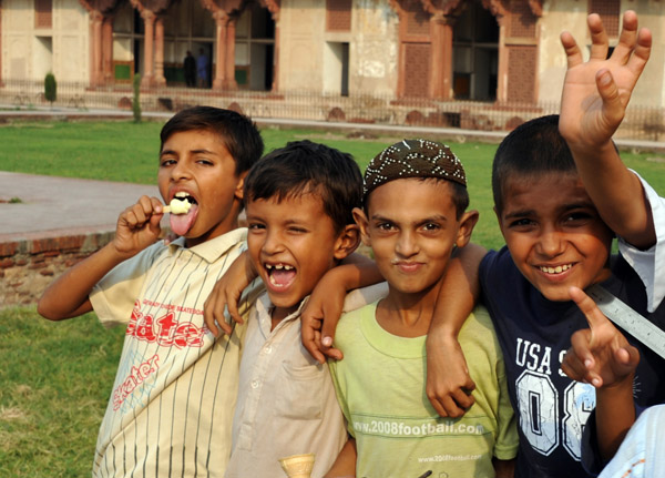 Playful Pakistani kids, Lahore Fort