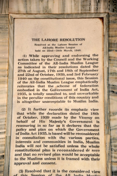 Text of the 1940 Lahore Resolution of the All-India Muslim League