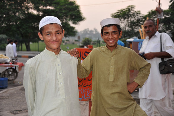 Pakistani boys outside Iqbal Park