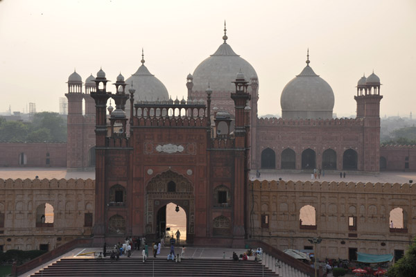 Main gate to Badshahi Mosque from Alamgiri Gate, Lahore Fort
