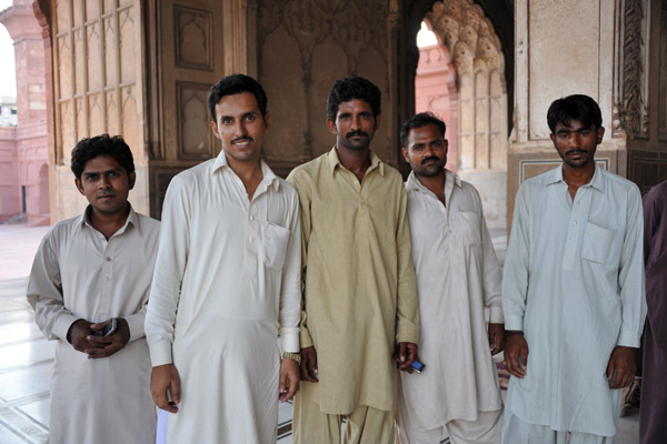 Visitors to the Badshahi Mosque