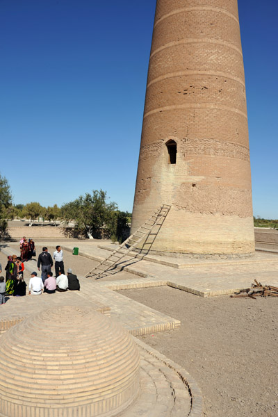 A ladder is needed to reach the entrance to the minaret