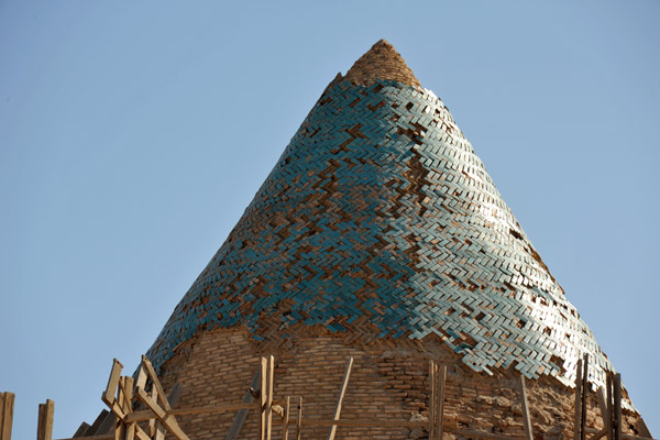 Conical tiled roof of the Sultan Tekesh Mausoleum
