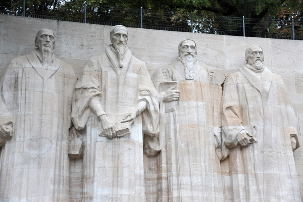 The Reformation Monument was built for the 400th anniversary of John Calvins birth