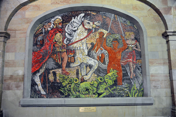 Mosaic - Jules Csar survient a Genava Oppidum Allobroge, 58 BC