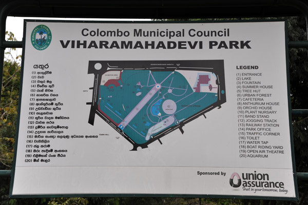 Map of Viharamahadevi Park, Colombo