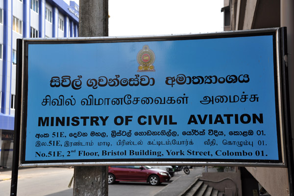 Ministry of Civil Aviation (Sri Lanka), Bristol Building, York Street, Colombo