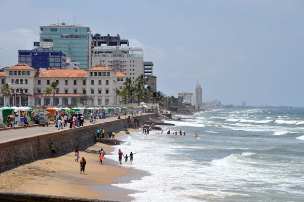 View looking south from the Galle Face Pier to the Galle Face Hotel