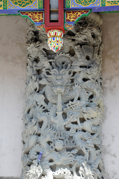 New carving of a Fire-Breathing Dragon - Po Lin Monastery