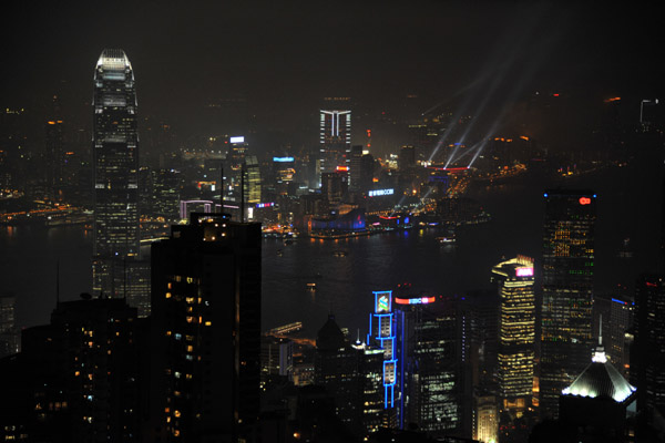 The lights of Kowloon with the Hong Kong IFC