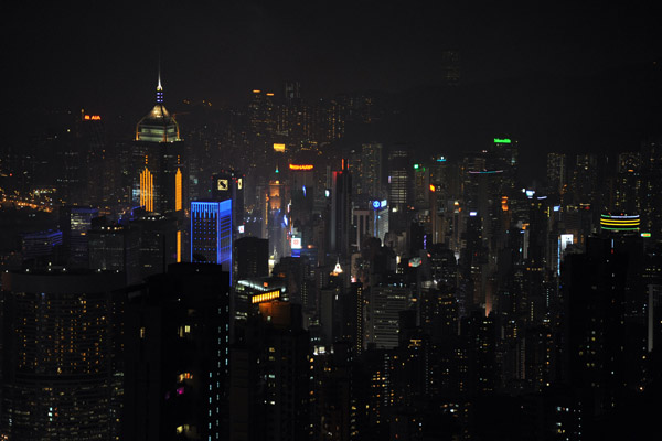 Wan Chai and Causeway Bay from the Peak Tower at night, Hong Kong