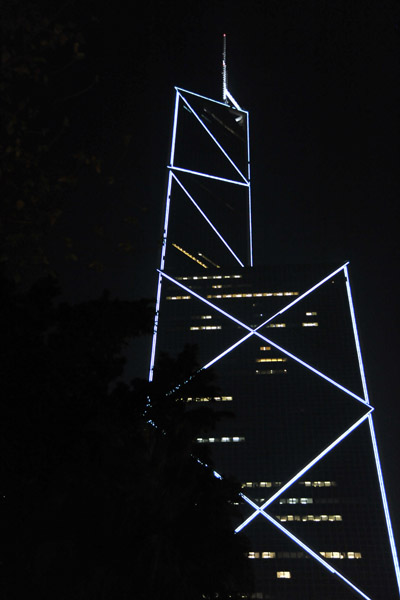 Bank of China Tower at night, Hong Kong
