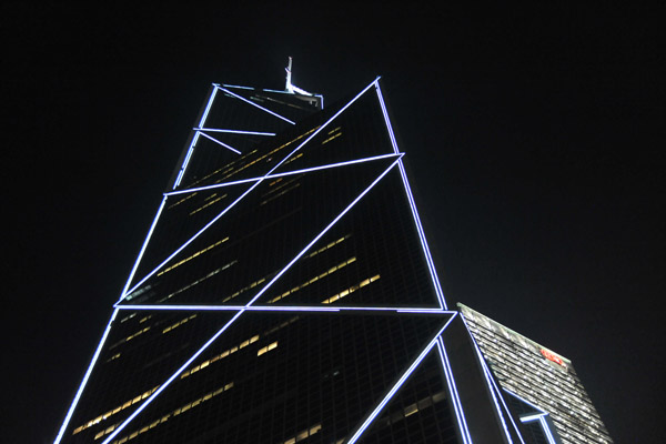 Bank of China Tower at night, Hong Kong