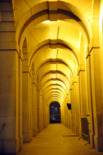 Arcade of the Hong Kong Legislative Council Building at night