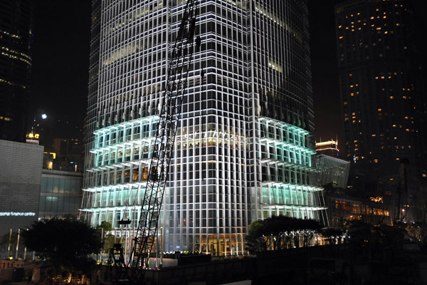 The base of Kong Kong IFC at night