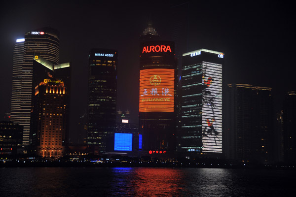 Pudong-Lujiazui at night - HSBC, Shangri-La, Mirae Asset, Aurora, Citi