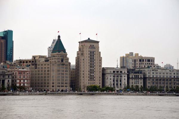 Looking across the Huangpu River to the Bund - Peace Hotel and old Bank of China