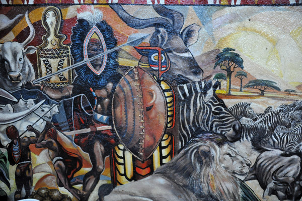 Murals in the dining hall, Lesedi Cultural Village