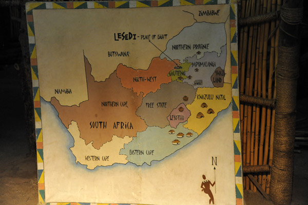 Map of the provinces of South Africa - Lesedi Cultural Village