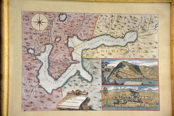 Corographic map of Lake Lugano with its borders
